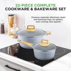 Nutrichef 22-Piece Cookware And Bakeware Set - White