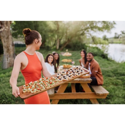 Toscana Canape 36" Acacia Wood Appetizer Serving Tray 4 Toscana Canape 36" Acacia Wood Appetizer Serving Tray - Image 2