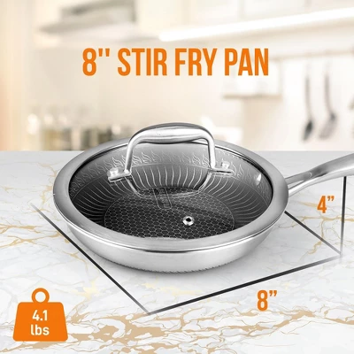NutriChef 8'' Stainless Steel Stir Fry Pan With Glass Lid - Triply Non-Stick Coating, Scratch-Resistant 3 NutriChef 8'' Stainless Steel Stir Fry Pan With Glass Lid - Triply Non-Stick Coating, Scratch-Resistant
