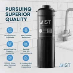Mist Water Filter Replacement Under Sink Filtration Systems - MFC092: Black, Filters Chlorine & Lead, 100-Day Warranty