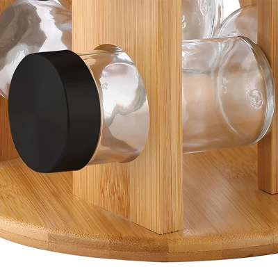 ELLE Decor 12-Jar Spice Rack Organizer, Black And Wood In Multicolored 3 ELLE Decor 12-Jar Spice Rack Organizer, Black And Wood In Multicolored