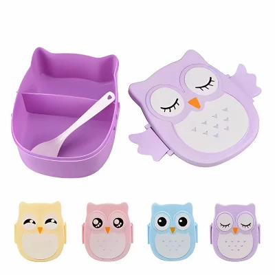 Kitcheniva Owl Shaped Lunch Box With Compartments Yellow 3 Kitcheniva Owl Shaped Lunch Box With Compartments Yellow
