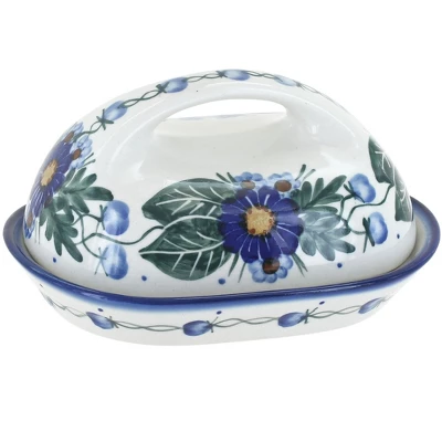 Blue Rose Polish Pottery 15A WR Unikat Butter Dish 5 Blue Rose Polish Pottery 15A WR Unikat Butter Dish - Image 3