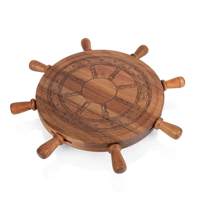 Toscana Helmsman Lazy Susan Cheese Board With Tool Set Acacia And Gold 4 Toscana Helmsman Lazy Susan Cheese Board With Tool Set Acacia And Gold - Image 2