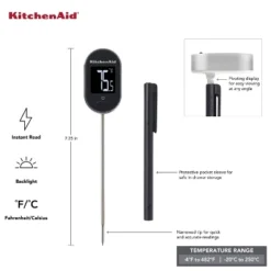 KitchenAid Pivoting Display Digital Instant-Read Kitchen Thermometer: Meat & Food Thermometer, Black, -4 To 482°F Range -Target KitchenAid GUEST e9a9c5b8 2180 4c24 ae33 3322723b26c4