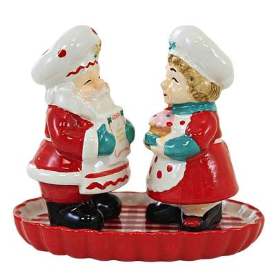 Transpac 4.0 Inch North Pole Salt And Pepper Shakers , Christmas Mr. Mrs. Claus (3PC) 4 Transpac 4.0 Inch North Pole Salt And Pepper Shakers , Christmas Mr. Mrs. Claus (3PC) - Image 2