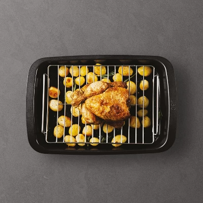 BergHOFF Graphite Non-stick Recycled Cast Aluminum Roaster With Removable Rack 16.5" X 11" X 2.75" 3 BergHOFF Graphite Non-stick Recycled Cast Aluminum Roaster With Removable Rack 16.5" X 11" X 2.75"