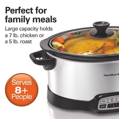 Hamilton Beach 7qt Programmable Slow Cooker - Sliver: Stoneware Pot, Stay-Cool Handles, 4 Settings, 1-Year Warranty 5 Hamilton Beach 7qt Programmable Slow Cooker - Sliver: Stoneware Pot, Stay-Cool Handles, 4 Settings, 1-Year Warranty - Image 3
