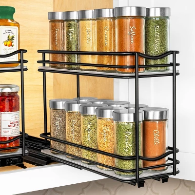 Lynk Professional Pull Out Sliding 2-Tier Spice Rack Cabinet Organizer Black: Powder-Coated Steel, Ball Bearing Glides 9 Lynk Professional Pull Out Sliding 2-Tier Spice Rack Cabinet Organizer Black: Powder-Coated Steel, Ball Bearing Glides - Image 7
