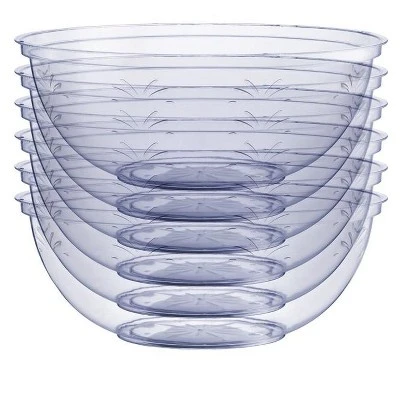 Crown Display 4 Pack Clear Disposable Round Salad Bowls Serving Bowl With Leaf Indentation 7 Crown Display 4 Pack Clear Disposable Round Salad Bowls Serving Bowl With Leaf Indentation - Image 5