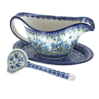 Blue Rose Polish Pottery 239-561 Ceramika Artystyczna Gravy Boat With Ladle 17 Blue Rose Polish Pottery 239-561 Ceramika Artystyczna Gravy Boat With Ladle - Image 15
