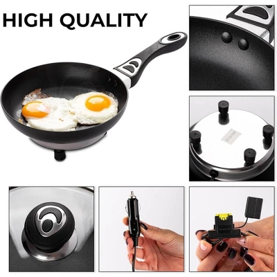 Zone Tech 12V Frying Pan Or Saucepan 2 Quart Portable Non Stick Travel Pot With Glass Vented Lid, Stay Cool Handle And Rubber Feet. 4 Zone Tech 12V Frying Pan Or Saucepan 2 Quart Portable Non Stick Travel Pot With Glass Vented Lid, Stay Cool Handle And Rubber Feet. - Image 2