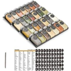 Spice Drawer Organizer With 28 Glass Spice Jars, 386 Labels, For Kitchen Drawers,Black -Target KitchenAid GUEST ebf8d8c4 e918 49d7 a86c 7adf314489a8