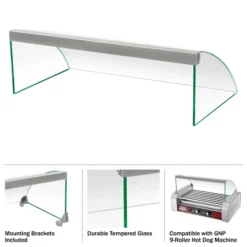 Great Northern Popcorn 7 Roller Hot Dog Machine Clear Cover - Tempered Glass Sneeze Guard