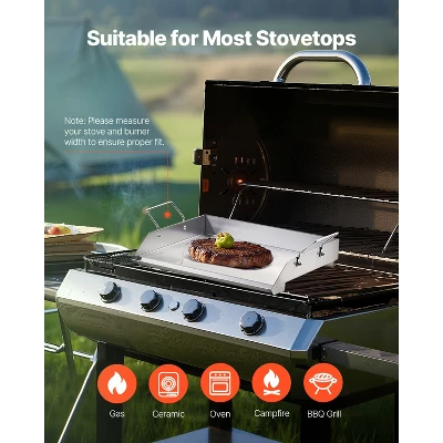 VEVOR Stainless Steel Griddle, 18x16 Inch Universal Flat Top Rectangular Plate, Gas Grill Griddle For BBQ Grill, Teppanyaki, Silver 8 VEVOR Stainless Steel Griddle, 18x16 Inch Universal Flat Top Rectangular Plate, Gas Grill Griddle For BBQ Grill, Teppanyaki, Silver - Image 6