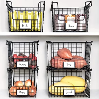 IDesign Classico Storage Basket With Handles For Pantry, Kitchen, Bathroom, Countertop, And Desk Organization, Stackable-Small 3 IDesign Classico Storage Basket With Handles For Pantry, Kitchen, Bathroom, Countertop, And Desk Organization, Stackable-Small