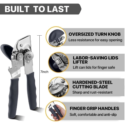 Can Opener Manual Heavy Duty, Solid Steel Hand Manual Can Open With Magnet For Kitchen Camping, Gray 3 Can Opener Manual Heavy Duty, Solid Steel Hand Manual Can Open With Magnet For Kitchen Camping, Gray