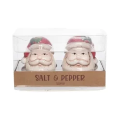 Transpac Ceramic Santa Head Salt And Pepper Shakers Set Multicolor Christmas Tabletop Decor For Holiday Dining And Gifts