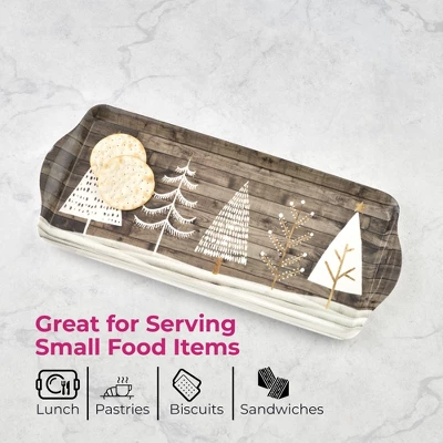 Pimpernel Wooden White Christmas Sandwich Tray (15" X 6.5") - Melamine Serving Platter With Rustic Wood Effect - Dishwasher Safe Serving Tray 6 Pimpernel Wooden White Christmas Sandwich Tray (15" X 6.5") - Melamine Serving Platter With Rustic Wood Effect - Dishwasher Safe Serving Tray - Image 4