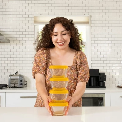 Libbey Serve It 16 Piece 2 Cup Glass Storage Bowl Container Set With Yellow Plastic Lids 4 Libbey Serve It 16 Piece 2 Cup Glass Storage Bowl Container Set With Yellow Plastic Lids - Image 2