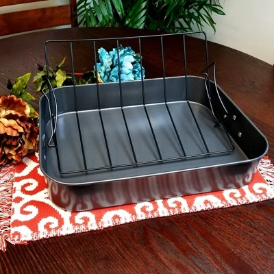 Gibson Home Top Roast Non-Stick Roaster In Black 5 Gibson Home Top Roast Non-Stick Roaster In Black - Image 4