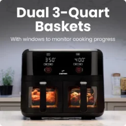 Chefman Dual Basket Digital Air Fryer Oven W/ Easy View Windows, 2 Independent 3 Qt Baskets - Black 13 Chefman Dual Basket Digital Air Fryer Oven W/ Easy View Windows, 2 Independent 3 Qt Baskets - Black -Target KitchenAid GUEST f00d4542 1b69 4c69 b86b 7b0c1266e063