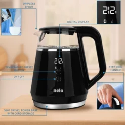 NELO Electric Kettle With 5 Temperature Control Presets, Large Digital Temperature Display, Multi-Colored LED Indicator Lights, BPA-Free, 1 Liter -Target KitchenAid GUEST f06201e0 5981 41df a8fe 01677581fcdd