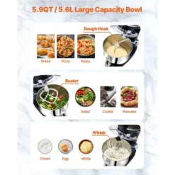 VEVOR 3-in-1 Multifunctional Stand Mixer, 6QT Stainless Steel Bowl, 660W 6+P Speeds Tilt-head Food Mixer, Black 13 VEVOR 3-in-1 Multifunctional Stand Mixer, 6QT Stainless Steel Bowl, 660W 6+P Speeds Tilt-head Food Mixer, Black -Target KitchenAid GUEST f0908d09 b0d2 4669 87d8 d4cfcd2675ea