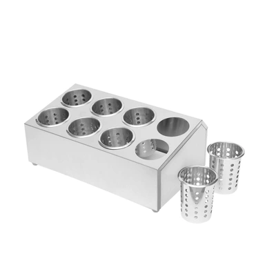 YIYIBYUS 8-Hole Stainless Steel Cylinder Flatware Silverware Utensil Holder Organizer 4 YIYIBYUS 8-Hole Stainless Steel Cylinder Flatware Silverware Utensil Holder Organizer - Image 2