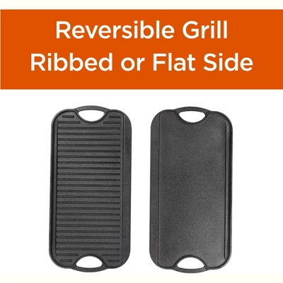 COMMERCIAL CHEF Pre-Seasoned Cast Iron Reversible Grill Griddle 20" X 10", Black 6 COMMERCIAL CHEF Pre-Seasoned Cast Iron Reversible Grill Griddle 20" X 10", Black - Image 4