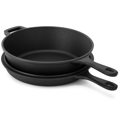 MegaChef 10.5 Inch 2-in-1 Pre-Seasoned Cast Iron Skillet And Fry Pan Set 4 MegaChef 10.5 Inch 2-in-1 Pre-Seasoned Cast Iron Skillet And Fry Pan Set - Image 2
