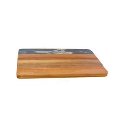 Slickblue Acacia Wood & White/Black Marble Serving Board, 11.75” X 8” - Versatile For Serving & Displaying