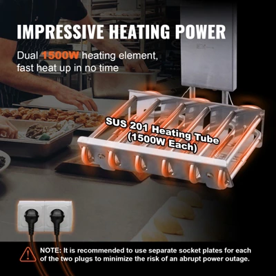 VEVOR Commercial Deep Fryer, Dual Tank 3000W Electric Countertop Fryer With Basket, 2 X 11.6Qt/11L Double Stainless Steel Oil Fryer 7 VEVOR Commercial Deep Fryer, Dual Tank 3000W Electric Countertop Fryer With Basket, 2 X 11.6Qt/11L Double Stainless Steel Oil Fryer - Image 5