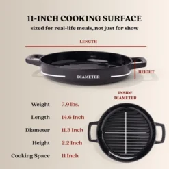 Alva Nori Enameled Cast Iron Griddle Pan 11" Non Toxic Grooved Ridges Seasoned Round Grill Pan Compatible W/ All Stovetops Oven Safe & Induction Safe -Target KitchenAid GUEST f0c3e62a a9f3 4a98 b578 b217bac7b2e7