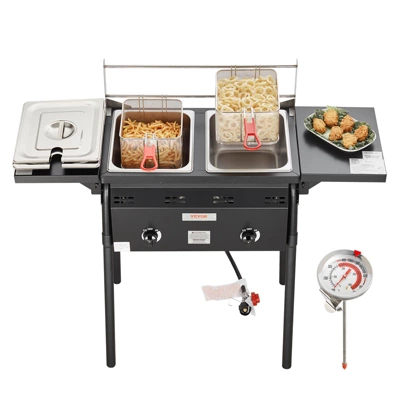 VEVOR Outdoor Propane Deep Fryer, Double Burners Commercial Fryer, 16 Qt Stainless Steel Cooker With Removable Baskets & Lids & Tanks 10 VEVOR Outdoor Propane Deep Fryer, Double Burners Commercial Fryer, 16 Qt Stainless Steel Cooker With Removable Baskets & Lids & Tanks - Image 8