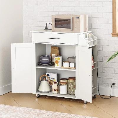 MaseiKar Kitchen Island With Power Outlet, Kitchen Storage Island With Spice Rack, Rolling Kitchen Cart On Wheels, For Kitchen And Dining Room 4 MaseiKar Kitchen Island With Power Outlet, Kitchen Storage Island With Spice Rack, Rolling Kitchen Cart On Wheels, For Kitchen And Dining Room - Image 2