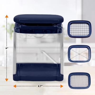 Cheer Collection Vegetable Chop Box With 3 Blades, Durable Navy Blue Cutter 4 Cheer Collection Vegetable Chop Box With 3 Blades, Durable Navy Blue Cutter - Image 2