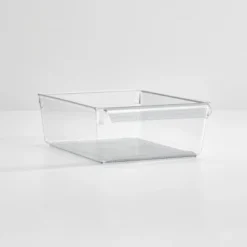 MDesign Fridge Storage Tray With Handle - Set Of 4 - Clear