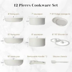 MyDepot 12 Pcs Pots And Pans Set Nonstick - Kitchen Cookware Set With Detachable Handle