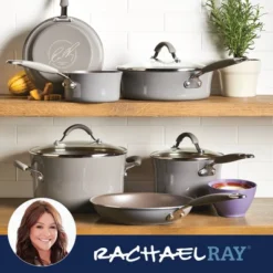 Rachael Ray Cucina 14pc Porcelain Enamel Nonstick Cookware And Measuring Cup Set Sea Salt Gray: Gas & Electric Compatible -Target KitchenAid GUEST f2bed718 1c20 4c14 84c7 f26f3ed7daec