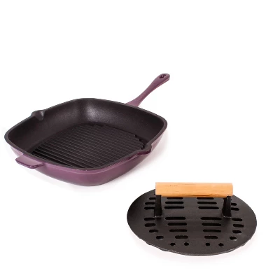 BergHOFF Neo 2Pc Cast Iron Set: 11" Grill Pan & With Slotted Steak Press 14 BergHOFF Neo 2Pc Cast Iron Set: 11" Grill Pan & With Slotted Steak Press - Image 12