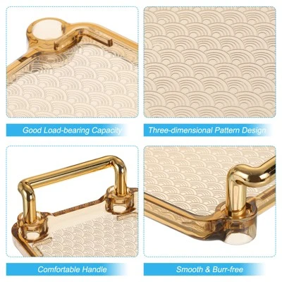 Unique Bargains Modern Rectangular Decorative Elegant Serving Tray With Handle 4 Unique Bargains Modern Rectangular Decorative Elegant Serving Tray With Handle - Image 2