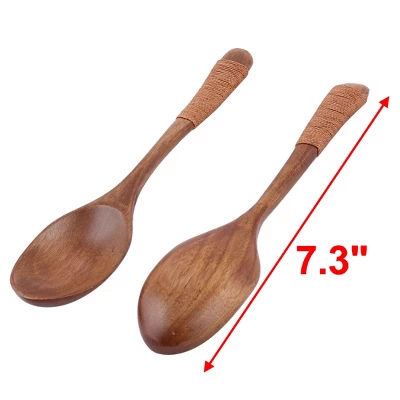 Unique Bargains Restaurant Kitchen Tableware Porridge Soup Wooden Spoon Brown 7.3'' Long 2 Pcs 3 Unique Bargains Restaurant Kitchen Tableware Porridge Soup Wooden Spoon Brown 7.3'' Long 2 Pcs