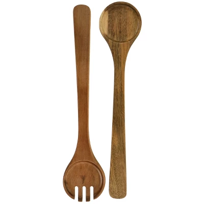 Gibson Elite 3 Piece Acacia Wood Salad Bowl And Spoon Set In Brown 4 Gibson Elite 3 Piece Acacia Wood Salad Bowl And Spoon Set In Brown - Image 2