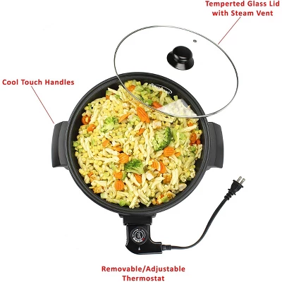 Brentwood 12 Inch Round Non-Stick Electric Skillet With Vented Glass Lid In Black 7 Brentwood 12 Inch Round Non-Stick Electric Skillet With Vented Glass Lid In Black - Image 5