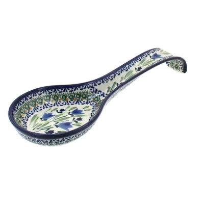 Blue Rose Polish Pottery 1178 Zaklady Large Spoon Rest 4 Blue Rose Polish Pottery 1178 Zaklady Large Spoon Rest - Image 2