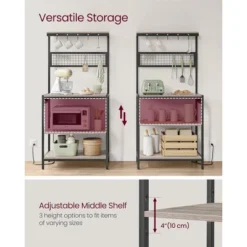 VASAGLE Bakers Rack With Charging Station, Coffee Bar Stand With Adjustable Storage Shelf, Grid Panel, 12 Hooks, Table For Microwave, Kitchen 12 VASAGLE Bakers Rack With Charging Station, Coffee Bar Stand With Adjustable Storage Shelf, Grid Panel, 12 Hooks, Table For Microwave, Kitchen -Target KitchenAid GUEST f462bcfe 739d 465c 830e 522e9739ab57