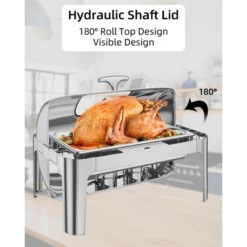 Chafing Dish, Steel Square Buffet Warmer With Clear Glass Lid & Alcohol Burner - For Catering, Party, Holiday (1-Pack)