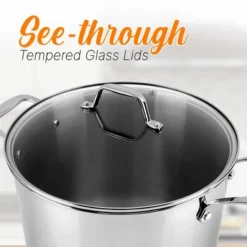 NutriChef Cookware Stockpot Lid - See-Through Tempered Glass Lids (Works With Model: NCSP16) -Target KitchenAid GUEST f4954b34 3c22 4092 bf59 0697e74caa16