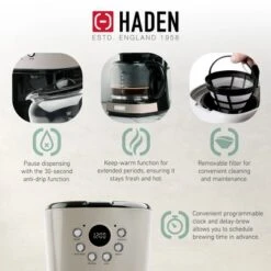 Haden 12 Cup Programmable Drip Coffee Maker Coffee Machine Bundled With Dorset 2 Slice Wide Slot Stainless Steel Toaster, Putty & Chrome -Target KitchenAid GUEST f497b5b2 c155 4a64 a3e7 80d505b53ade